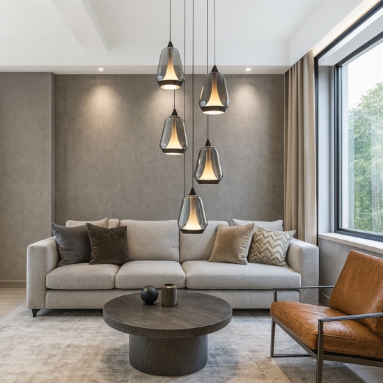 Lampadario per salotto moderno 5 luci led 3000k cavo regolabile
