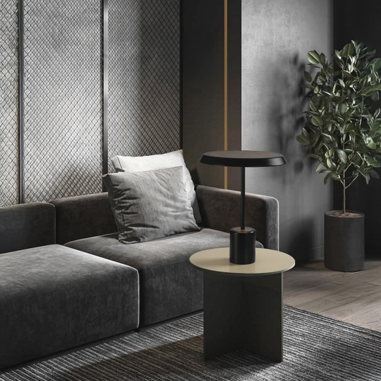 Lampada da tavolo moderna nera con effetto legno led 3000k