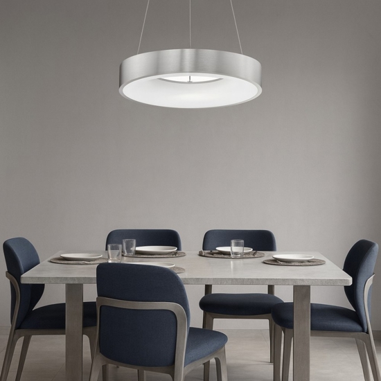 Lampadario cerchio 38cm grigio tondo led 30w 3000k
