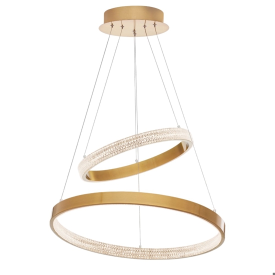 Lampadario per salone contemporaneo cerchi led oro