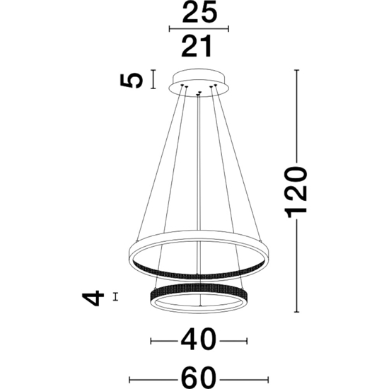 Lampadario per salone contemporaneo cerchi led oro