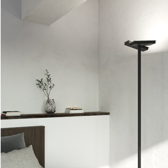 Lampada da terra moderna nera luci orientabili top light