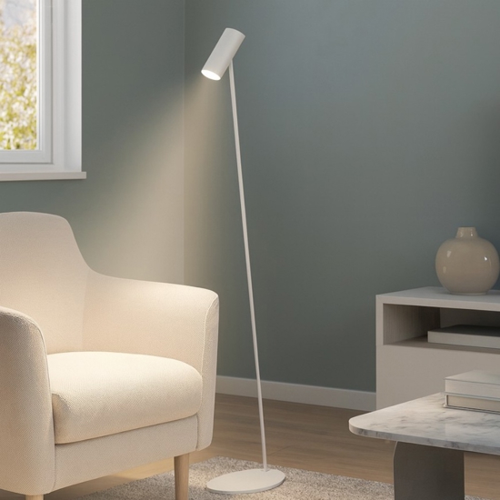 Lampada da terra design moderna da lettura metallo bianco