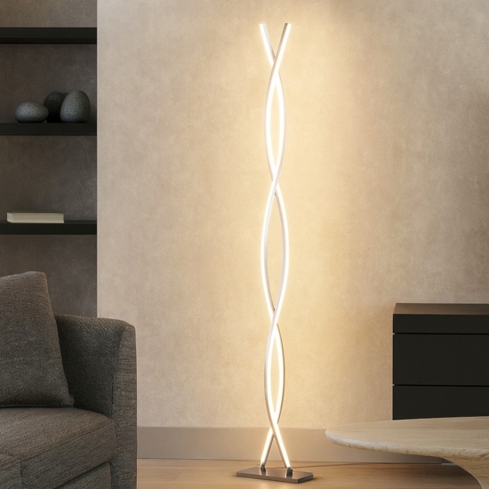 Eglo lasana lampada da terra intrecciata led 36w 3000k design moderna cromo
