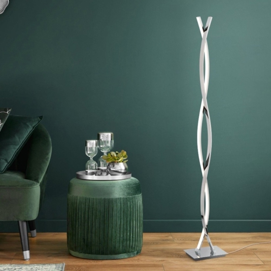 Eglo lasana lampada da terra intrecciata led 36w 3000k design moderna cromo