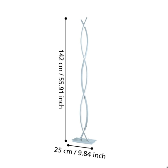 Eglo lasana lampada da terra intrecciata led 36w 3000k design moderna cromo