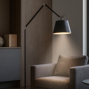 Piantana lampada ad arco nera orientabile