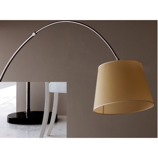 Lampada ad arco base marmo nero paralume pergamena orientabile