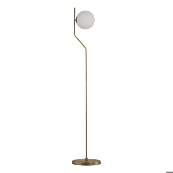 Piantana moderna oro ottone sfera vetro bianco