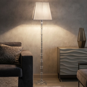 Lampade da terra piantana in vetro cristallo paralume grigio fp