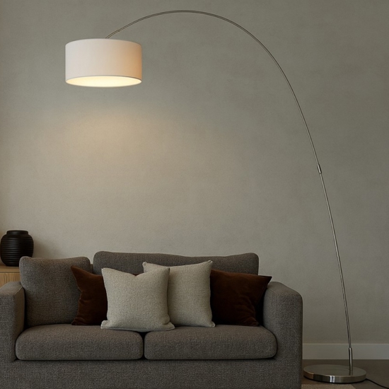 Lampada ad arco moderna stelo grigio nichel