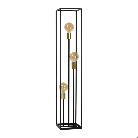 Lampada da terra vintage squadrata metallo nero oro