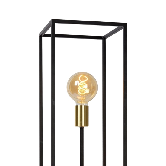 Lampada da terra vintage squadrata metallo nero oro