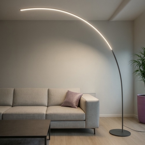 Comet pt ideal lux lampada da terra ad arco led 30w 3000k nera moderna