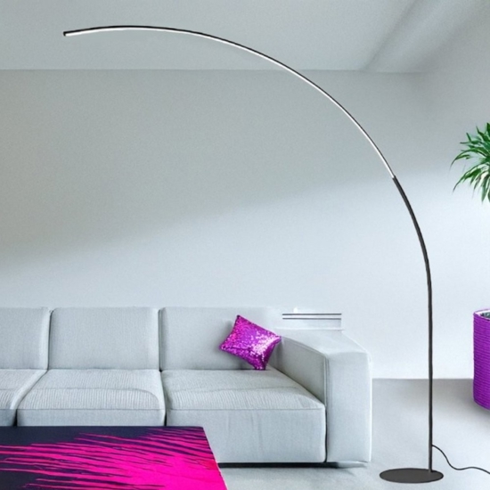 Comet pt ideal lux lampada da terra ad arco led 30w 3000k nera moderna
