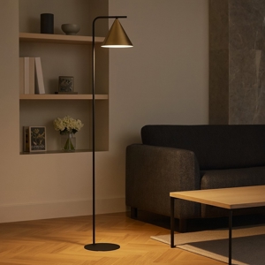 Lampada da terra stelo nero diffusore cono oro ottone narices eglo