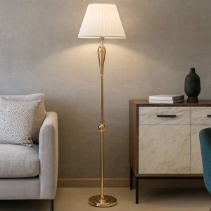 Lampada da terra classica vetro ambra per salotto