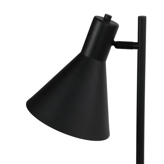 Lampada da terra nera con tavolino luce orientabile