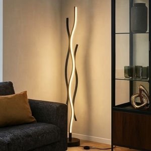 Lampada da terra led nero marrone design moderna per soggiorno