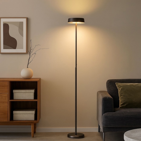 Piantana nera moderna led 15w 3000w dimmerabile