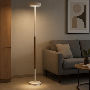 Piantana led 30w 3000k touch switch bianca legno moderna