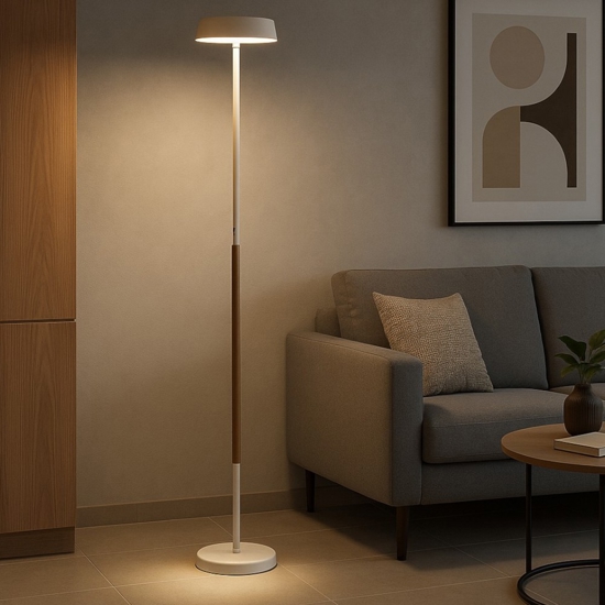 Piantana led 30w 3000k touch switch bianca legno moderna