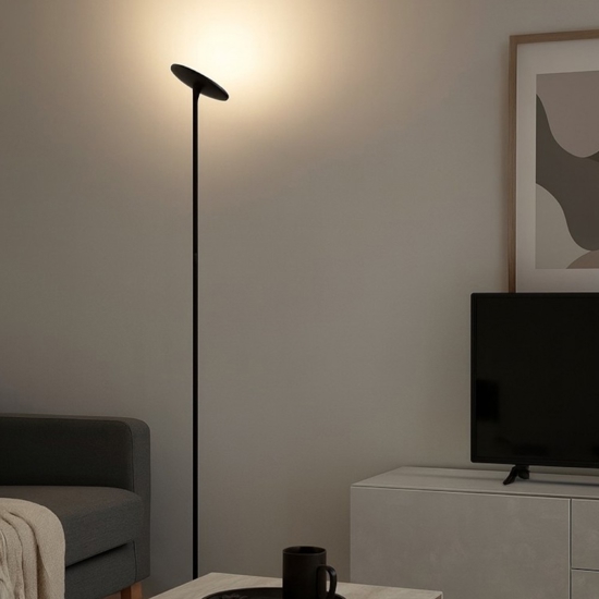 Lampada da terra 30w 3000k nera parabola orientabile dimmerabile