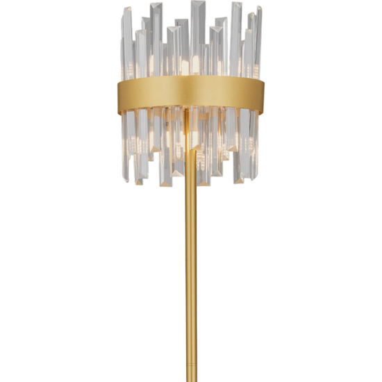 Lampada da terra elegante contemporanea in cristallo e finitura ottone