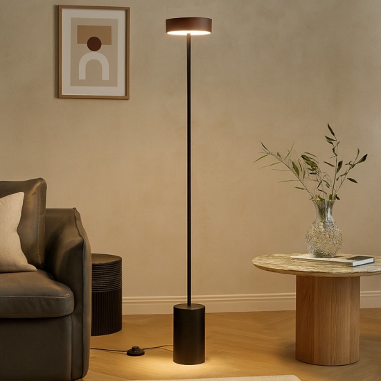 Lampada da terra moderno led 3000k metallo effetto legno