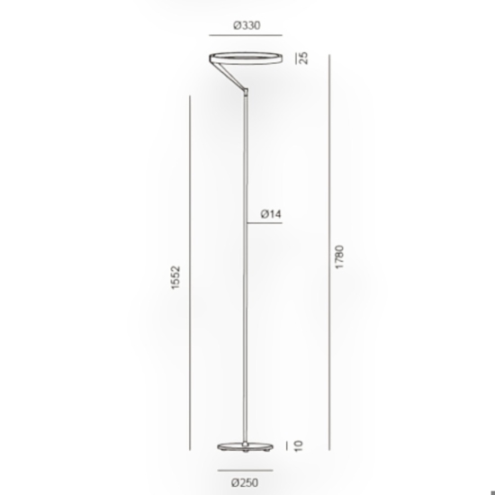 Piantana titanio vivida meridiana moderna led 27w 3000k 4000k