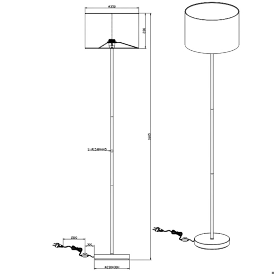 Lampada da terra nera dal design moderno minimale