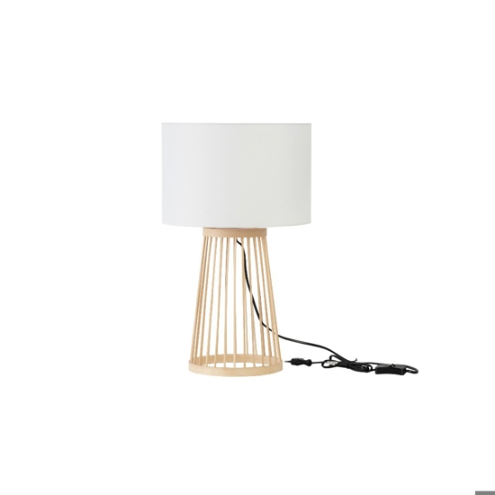 Lampada da tavolo in bambu' e paralume di tessuto