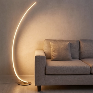 Lampada ad arco da terra moderna iole titanio gea luce led 30w 3000k