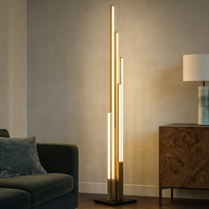 Piantana design moderno per salotto geometrica led 3000k legno