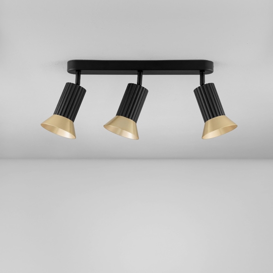 Plafoniera da cucina moderna con faretti colore nero e oro