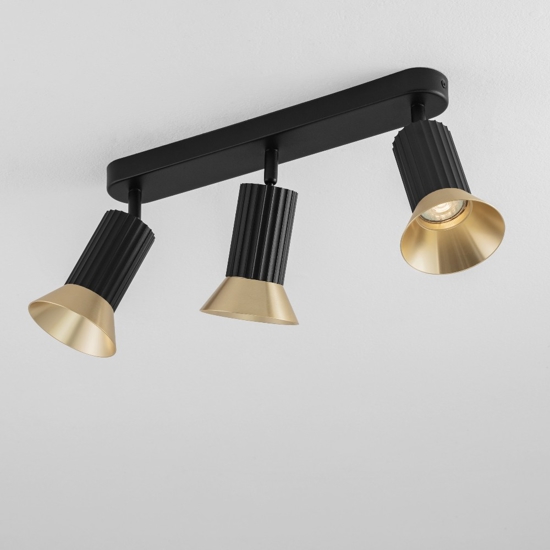 Plafoniera da cucina moderna con faretti colore nero e oro