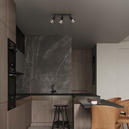 Plafoniera da cucina moderna con 3 faretti orientabili