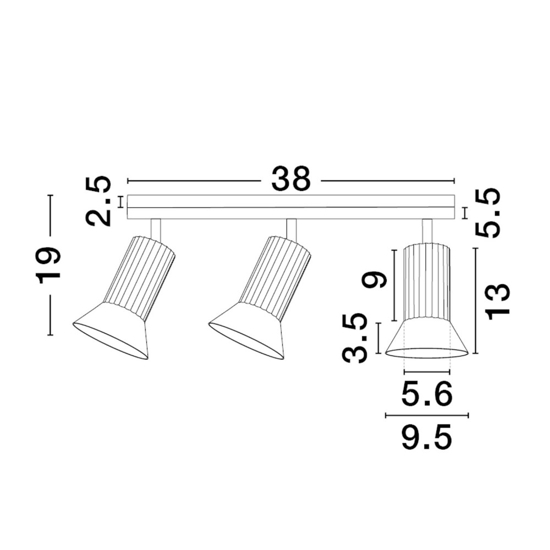 Plafoniera da cucina moderna con 3 faretti orientabili