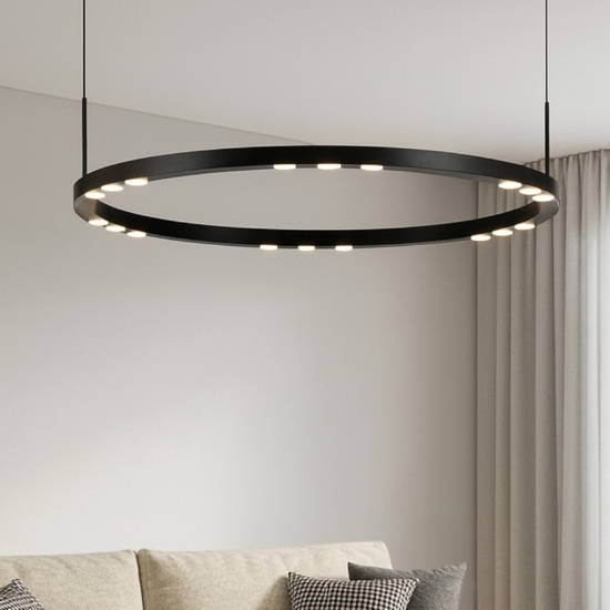 Lampadario moderno nero rotondo led 3000k