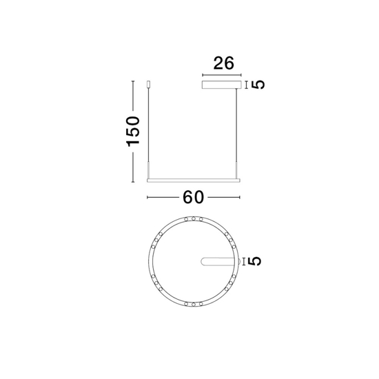 Lampadario moderno nero rotondo led 3000k