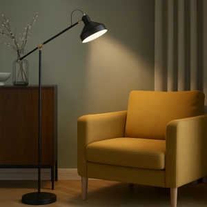 Lampada da terra metallo nero e oro orientabile per ufficio