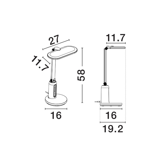 Lampada da tavolo orientabile bianca led 4000k touch