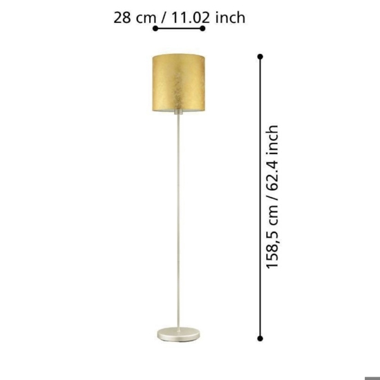 Lampada da terra paralume tessuto oro stile contemporaneo viserbella eglo