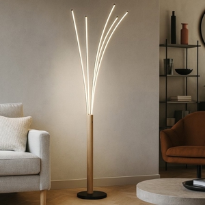 Lampada da terra design moderno led 3000k legno e metallo