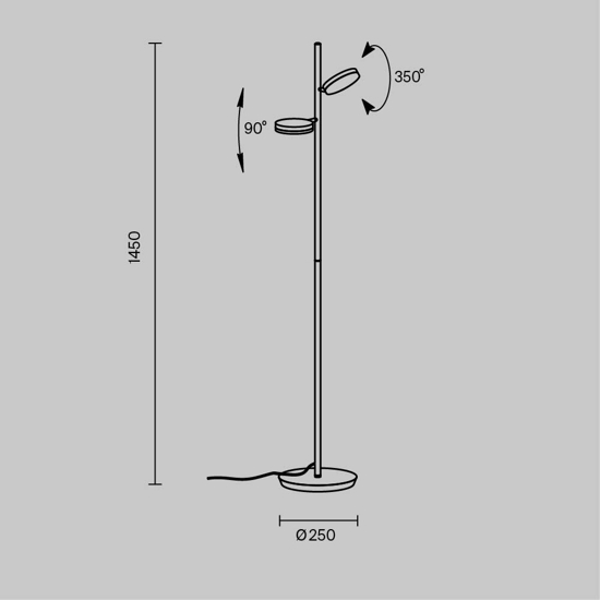Maytoni lampada da terra moderna fad led 3000k due luci orientabili