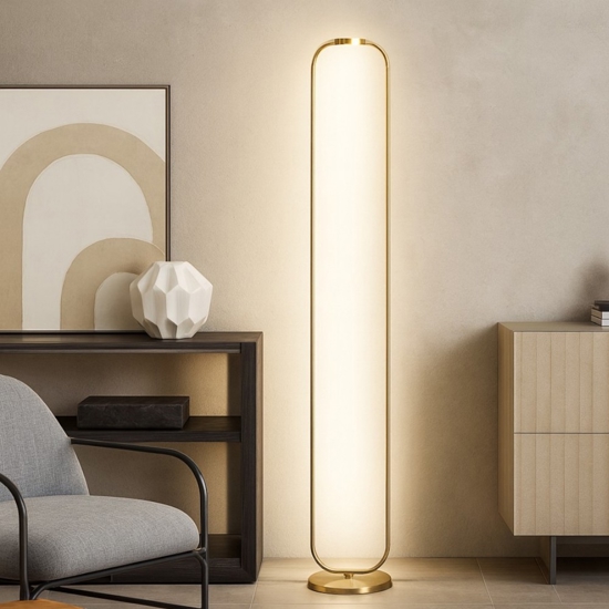 Lampada da terra led oro ondaluce alfa 3000k design moderna