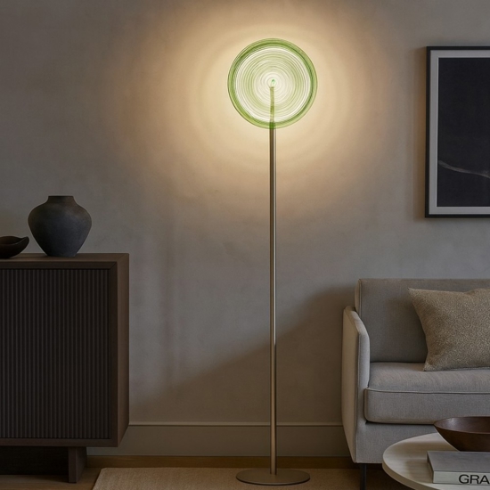 Lampada da terra design vetro verde ondaluce jokey led 3000k