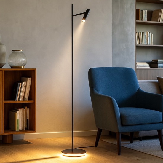 Maytoni lampada da terra moderna estudo led 3000k orientabile due luci