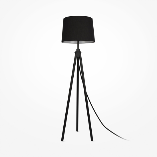Lampada da terra  maytoni calvin tre piedi paralume in tessuto nero