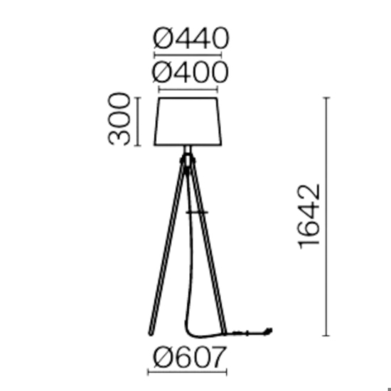 Lampada da terra  maytoni calvin tre piedi paralume in tessuto nero